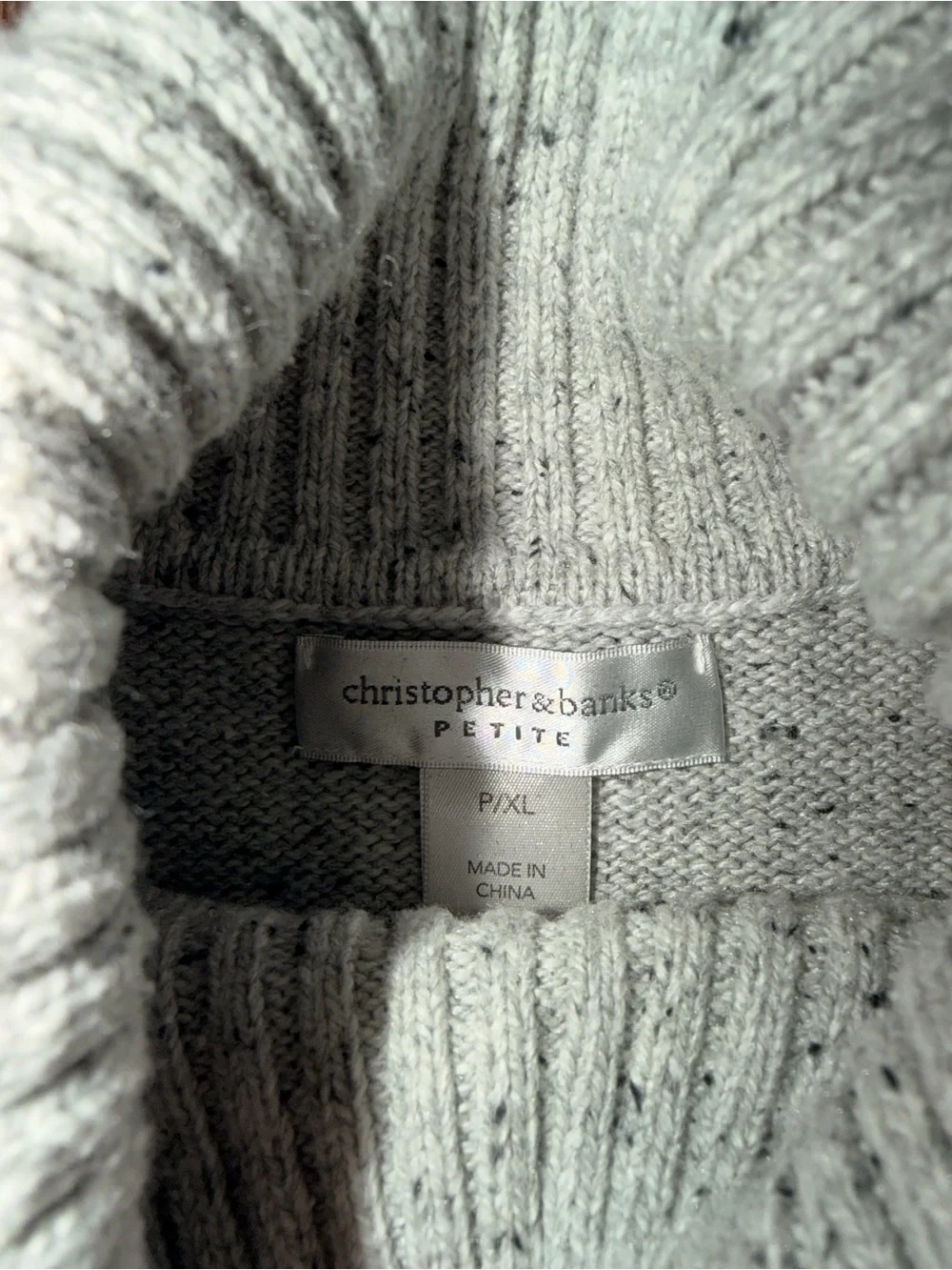 Vintage Christopher & Banks Christmas Camper Sweater Cowl Neck Gray Knit